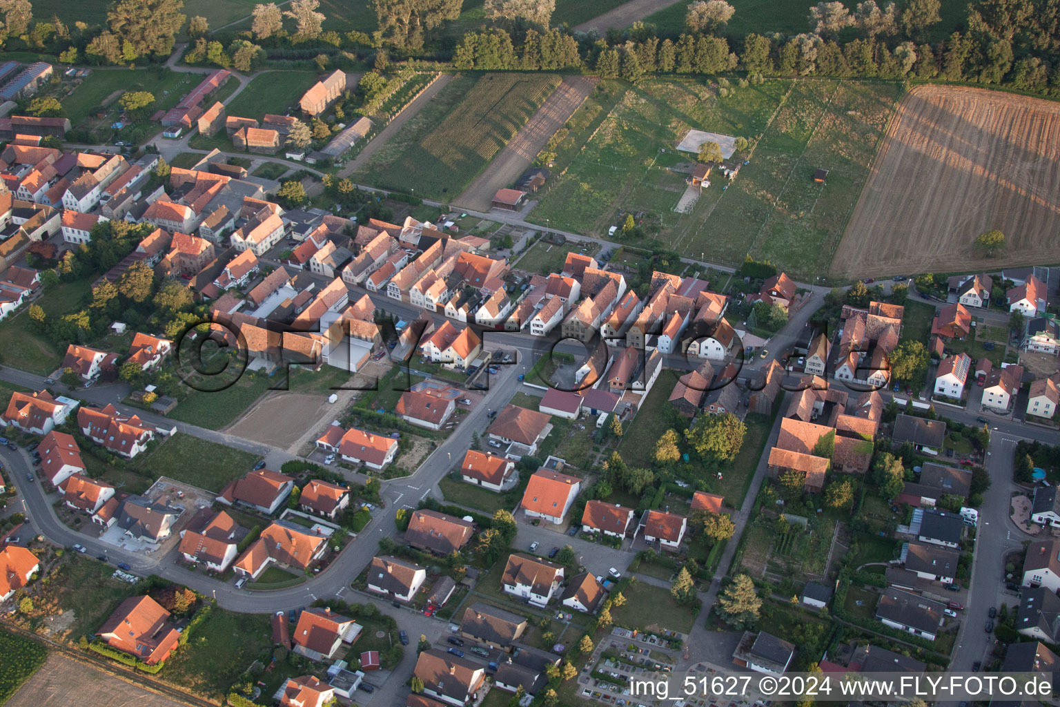 Aerial view of Herxheimweyher in the state Rhineland-Palatinate, Germany