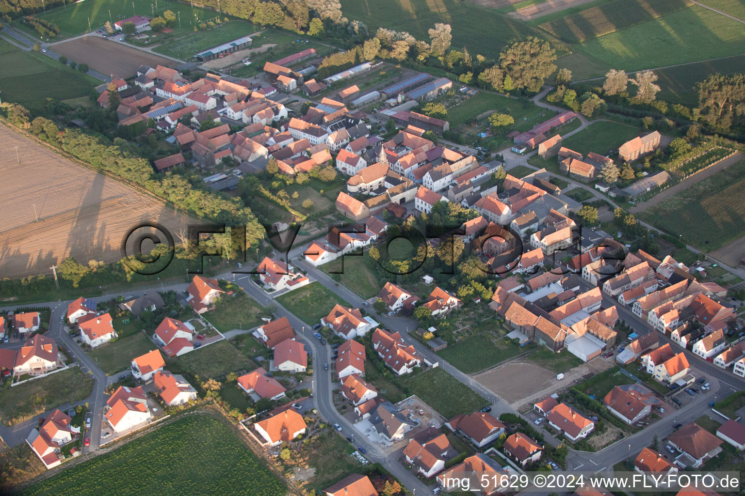 Oblique view of Herxheimweyher in the state Rhineland-Palatinate, Germany