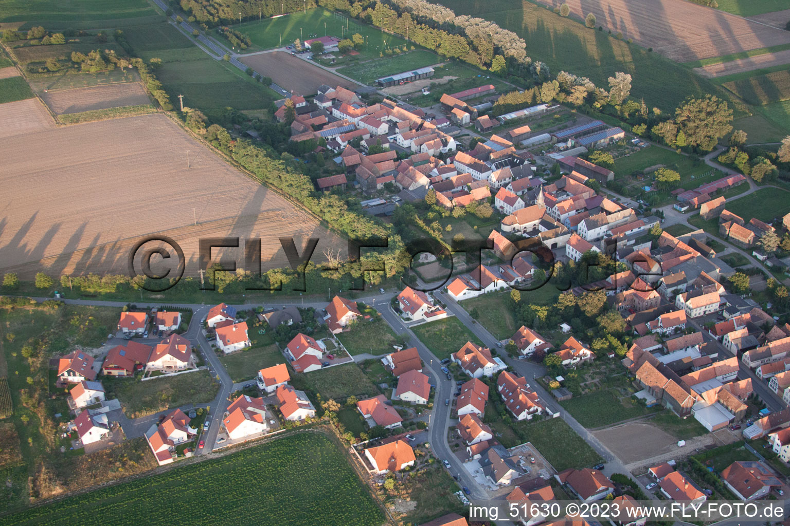 Herxheimweyher in the state Rhineland-Palatinate, Germany from above