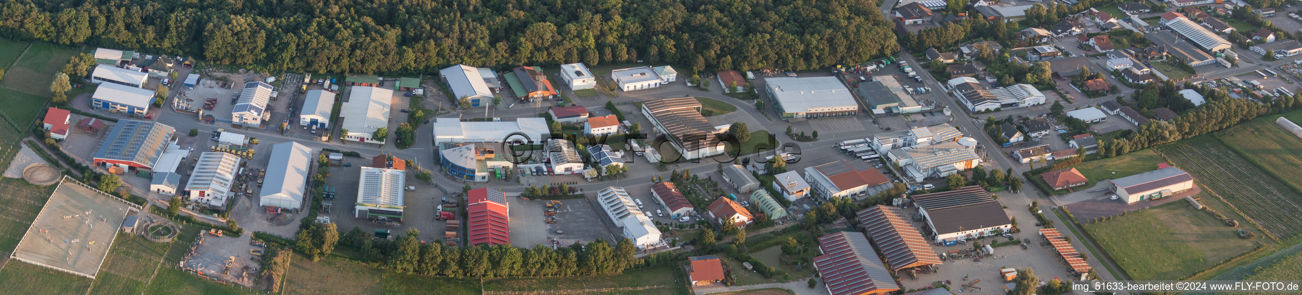 Panorama of the Gäxwald industrial area in the district Herxheim in Herxheim bei Landau/Pfalz in the state Rhineland-Palatinate, Germany