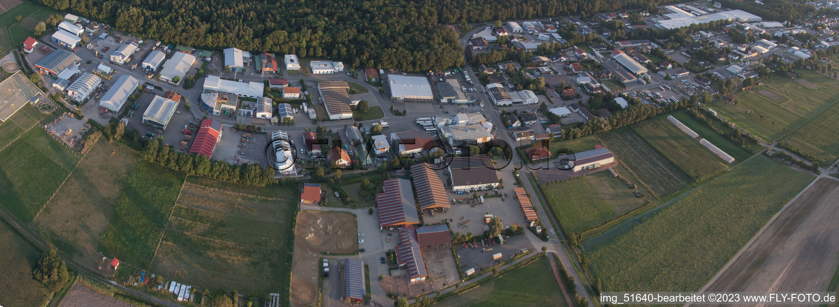 Bird's eye view of Gäxwald industrial area in the district Herxheim in Herxheim bei Landau/Pfalz in the state Rhineland-Palatinate, Germany