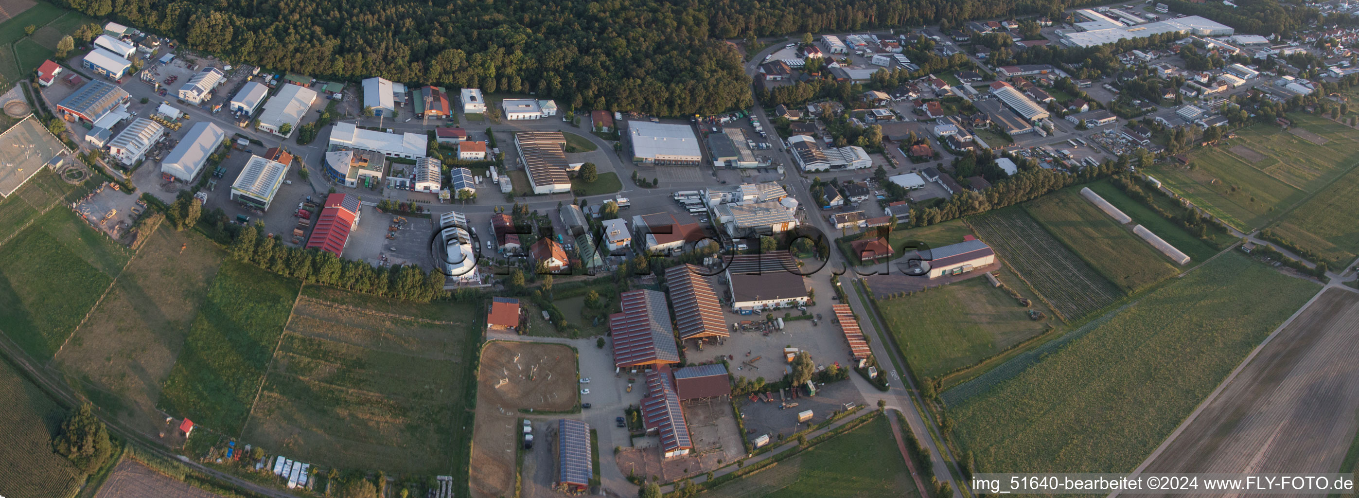 Bird's eye view of Gäxwald industrial estate in the district Herxheim in Herxheim bei Landau in the state Rhineland-Palatinate, Germany