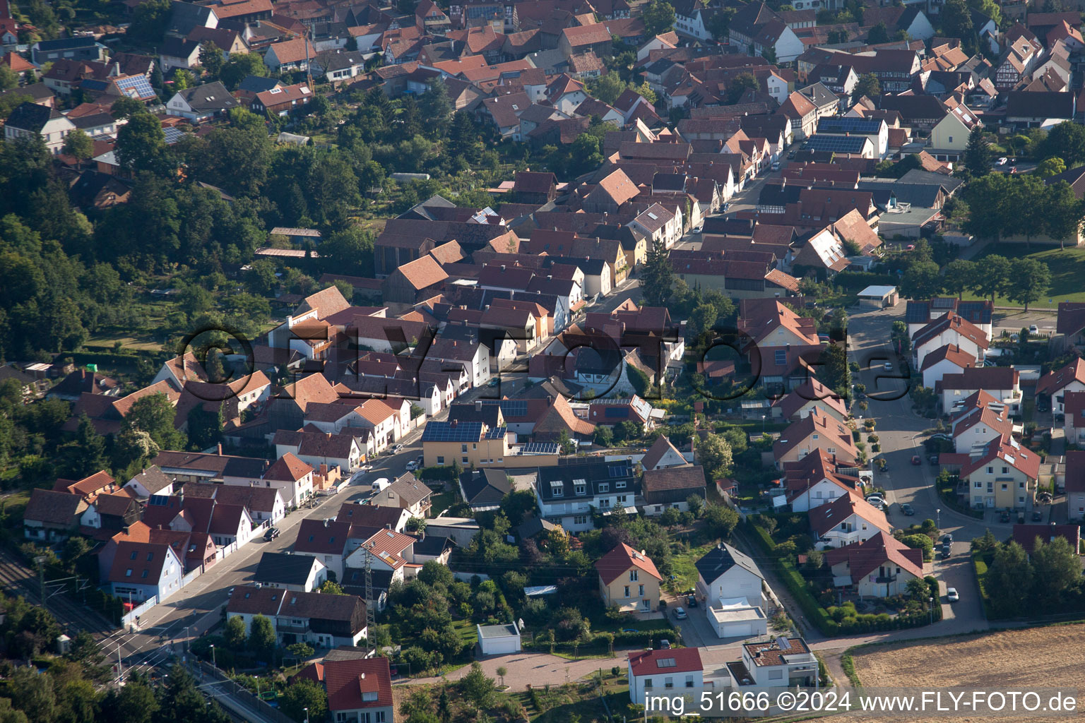 Oblique view of Rheinzabern in the state Rhineland-Palatinate, Germany