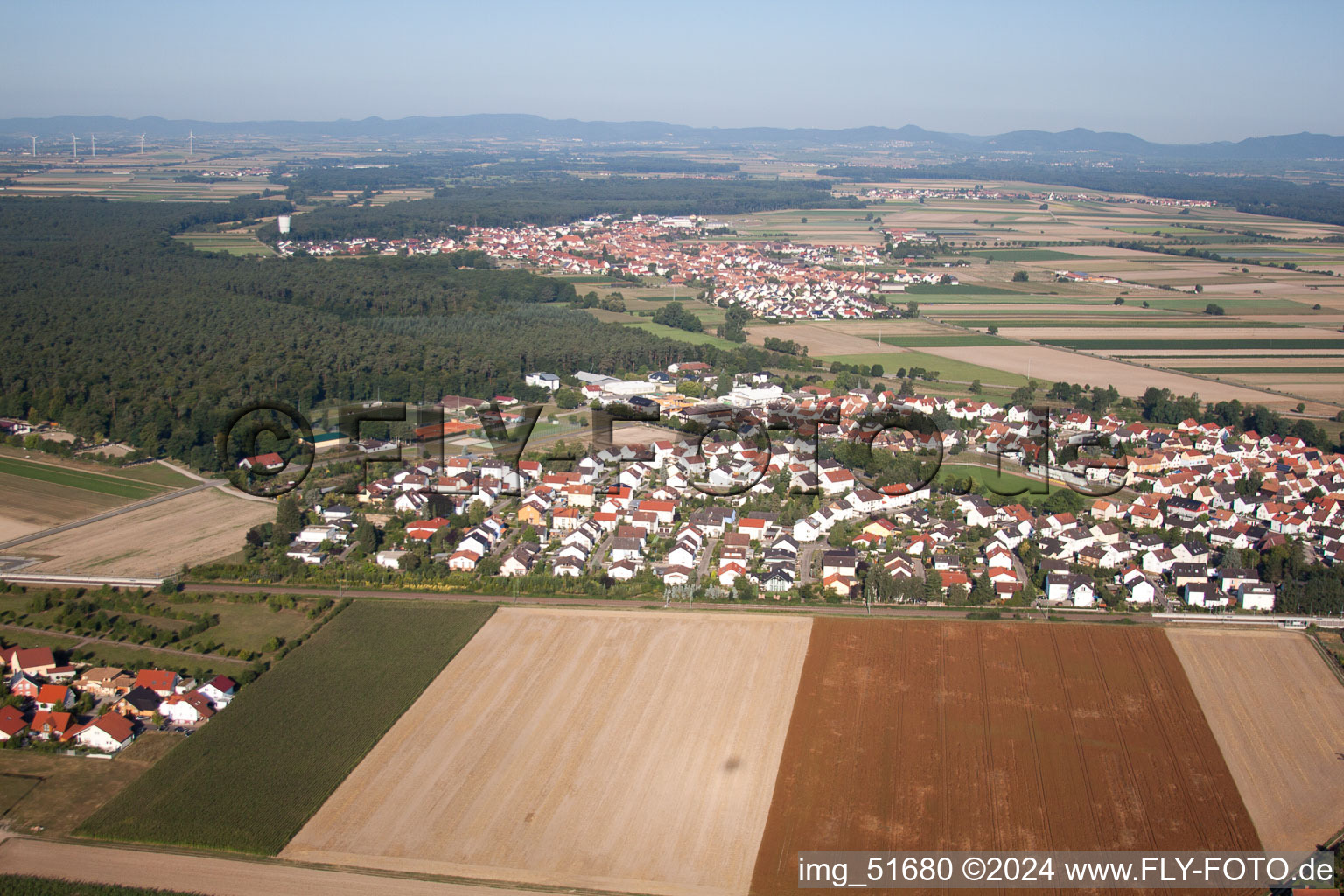 Rheinzabern in the state Rhineland-Palatinate, Germany from above