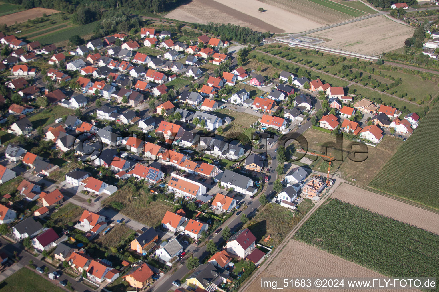 Rheinzabern in the state Rhineland-Palatinate, Germany seen from above