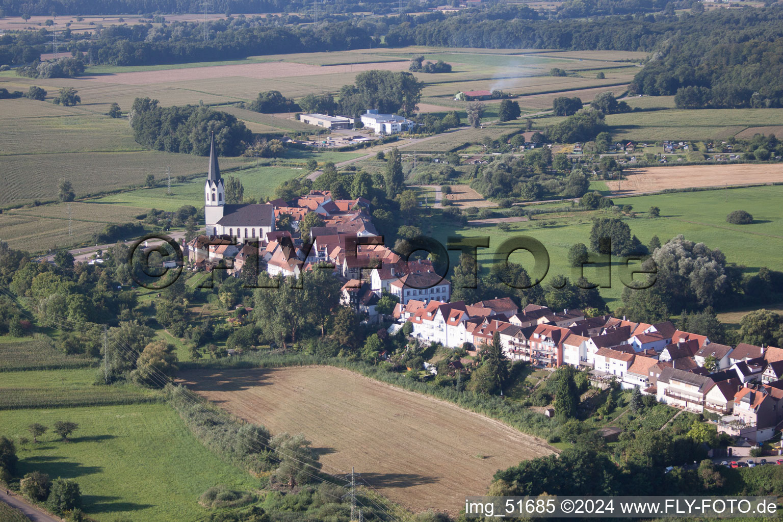 Jockgrim in the state Rhineland-Palatinate, Germany viewn from the air