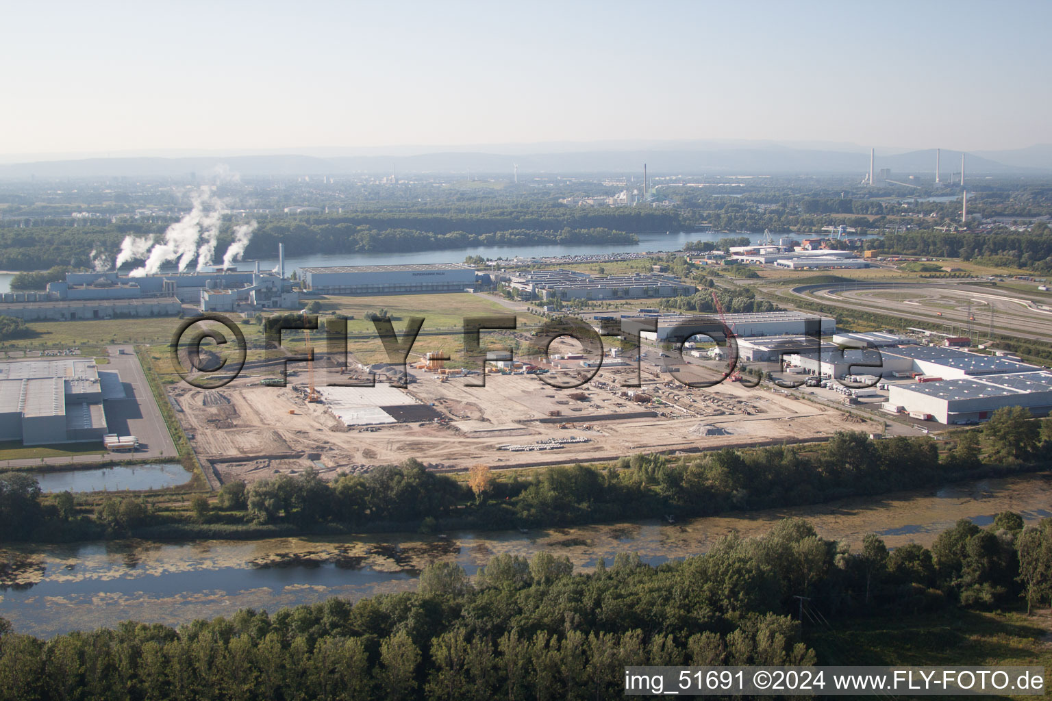 Oberwald Industrial Area in Wörth am Rhein in the state Rhineland-Palatinate, Germany out of the air