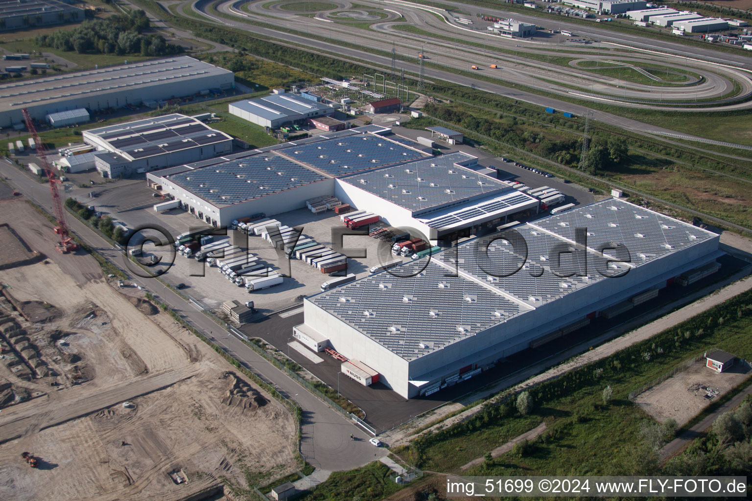 Drone image of Oberwald Industrial Area in Wörth am Rhein in the state Rhineland-Palatinate, Germany