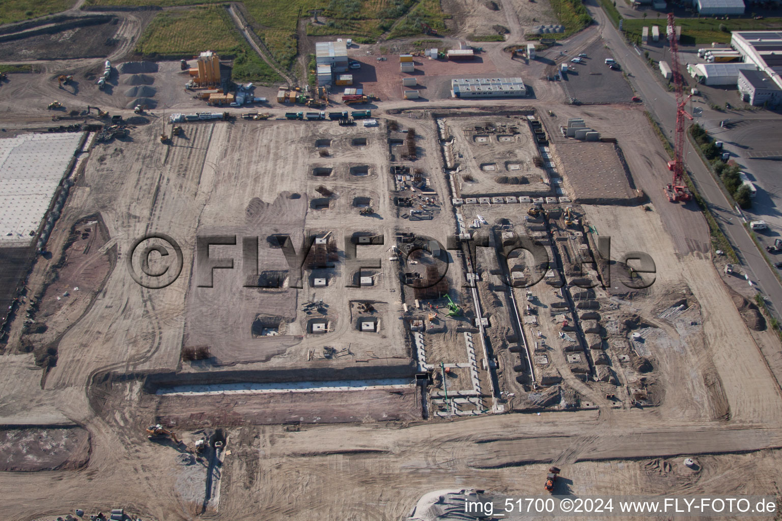 Oberwald Industrial Area in Wörth am Rhein in the state Rhineland-Palatinate, Germany from the drone perspective