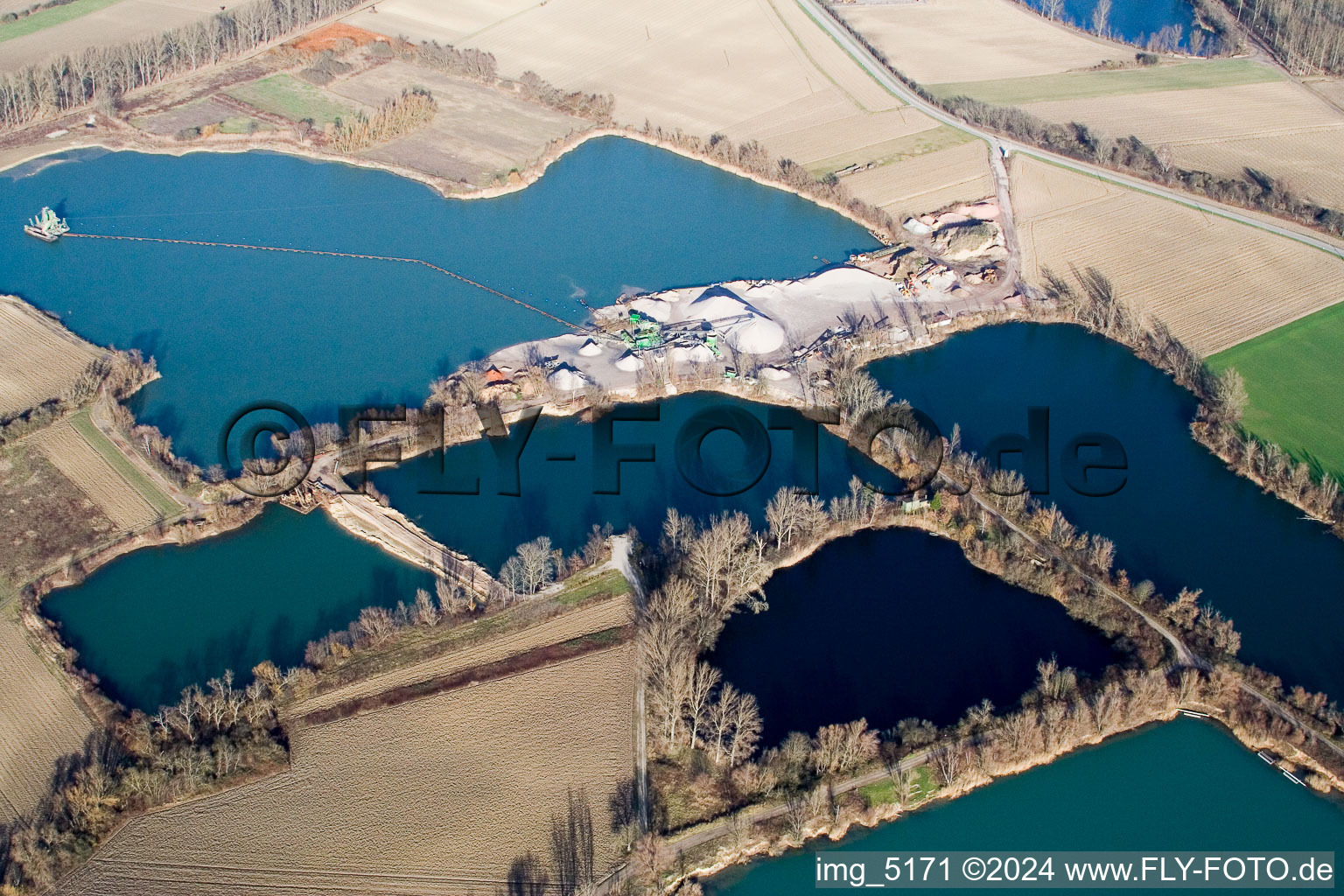 Quarry ponds in Leimersheim in the state Rhineland-Palatinate, Germany