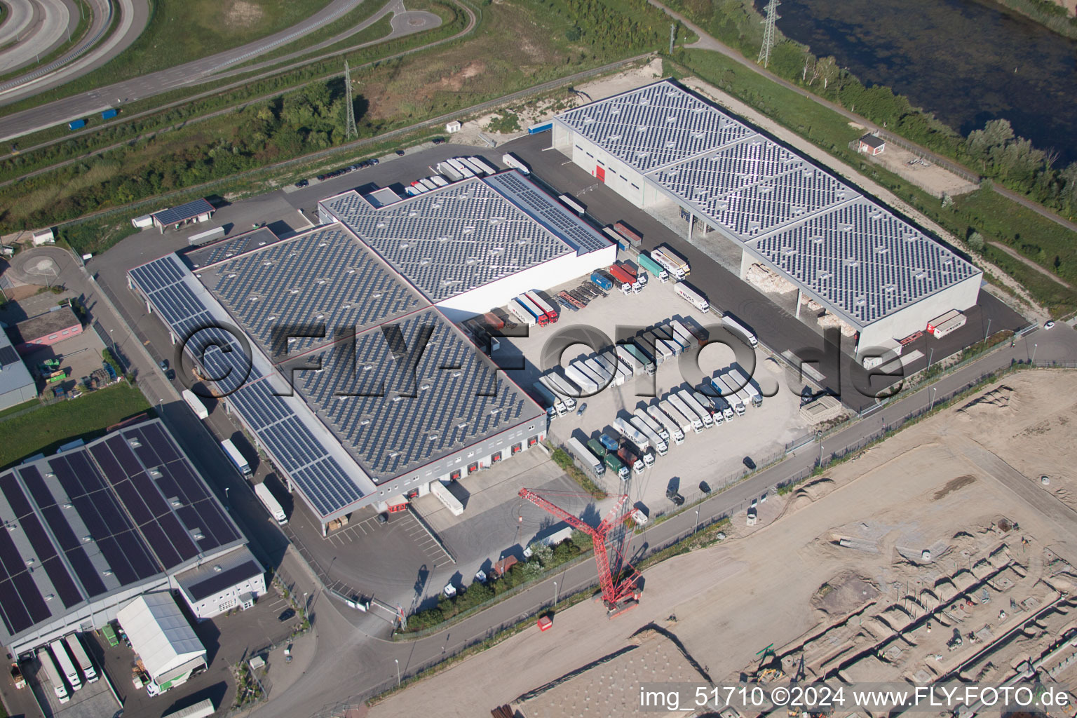 Oberwald Industrial Area in Wörth am Rhein in the state Rhineland-Palatinate, Germany out of the air