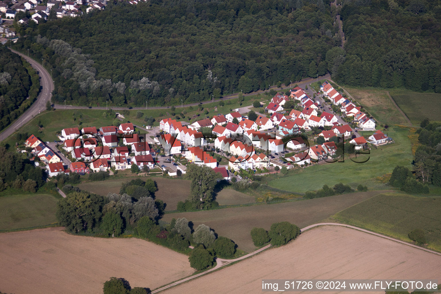 Wörth am Rhein in the state Rhineland-Palatinate, Germany viewn from the air