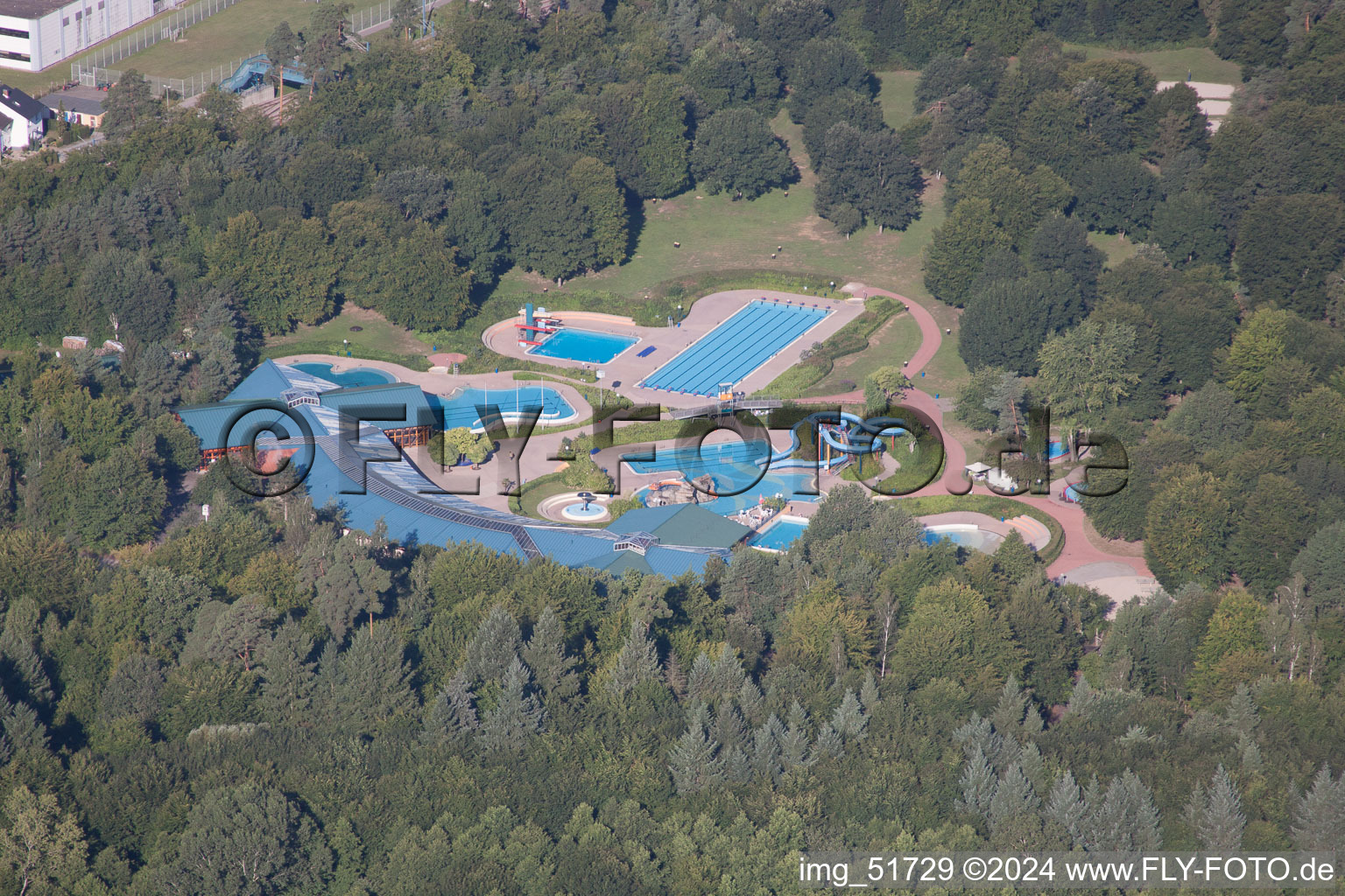 Aerial photograpy of Swimming park in Wörth am Rhein in the state Rhineland-Palatinate, Germany