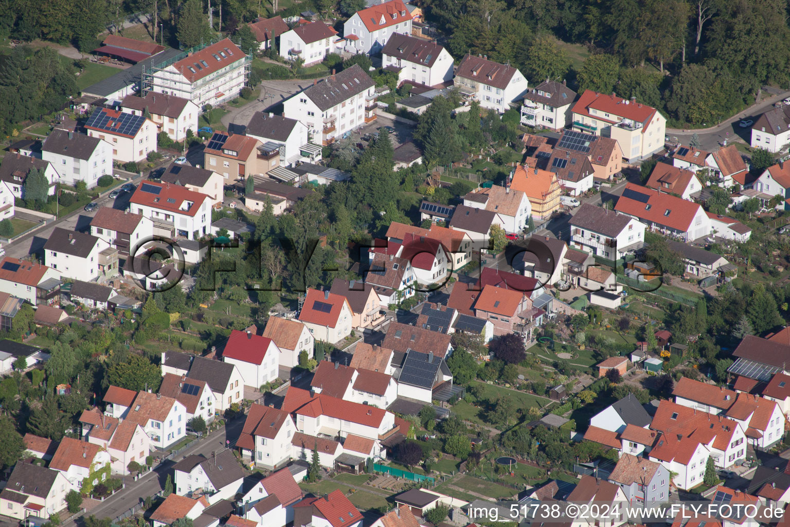 Waldstr in Kandel in the state Rhineland-Palatinate, Germany from a drone