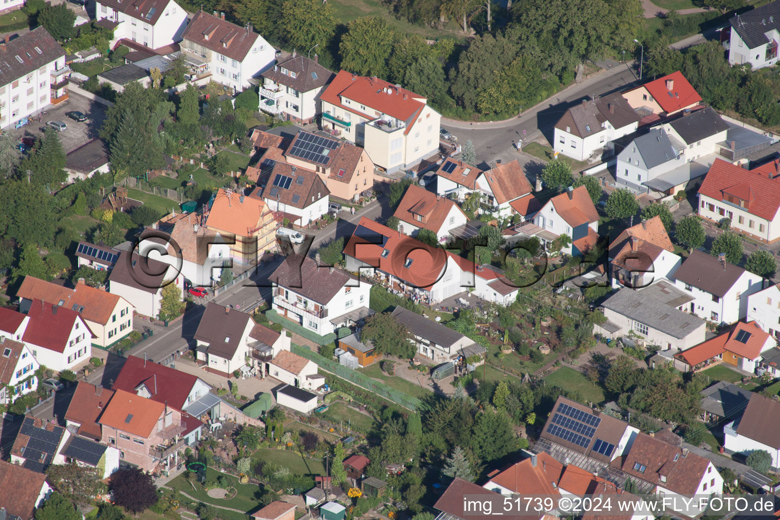 Waldstr in Kandel in the state Rhineland-Palatinate, Germany seen from a drone