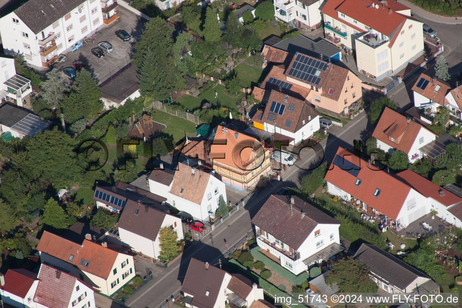 Aerial photograpy of Waldstr in Kandel in the state Rhineland-Palatinate, Germany