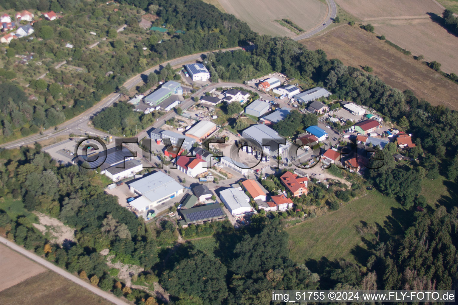 Jockgrim in the state Rhineland-Palatinate, Germany from a drone