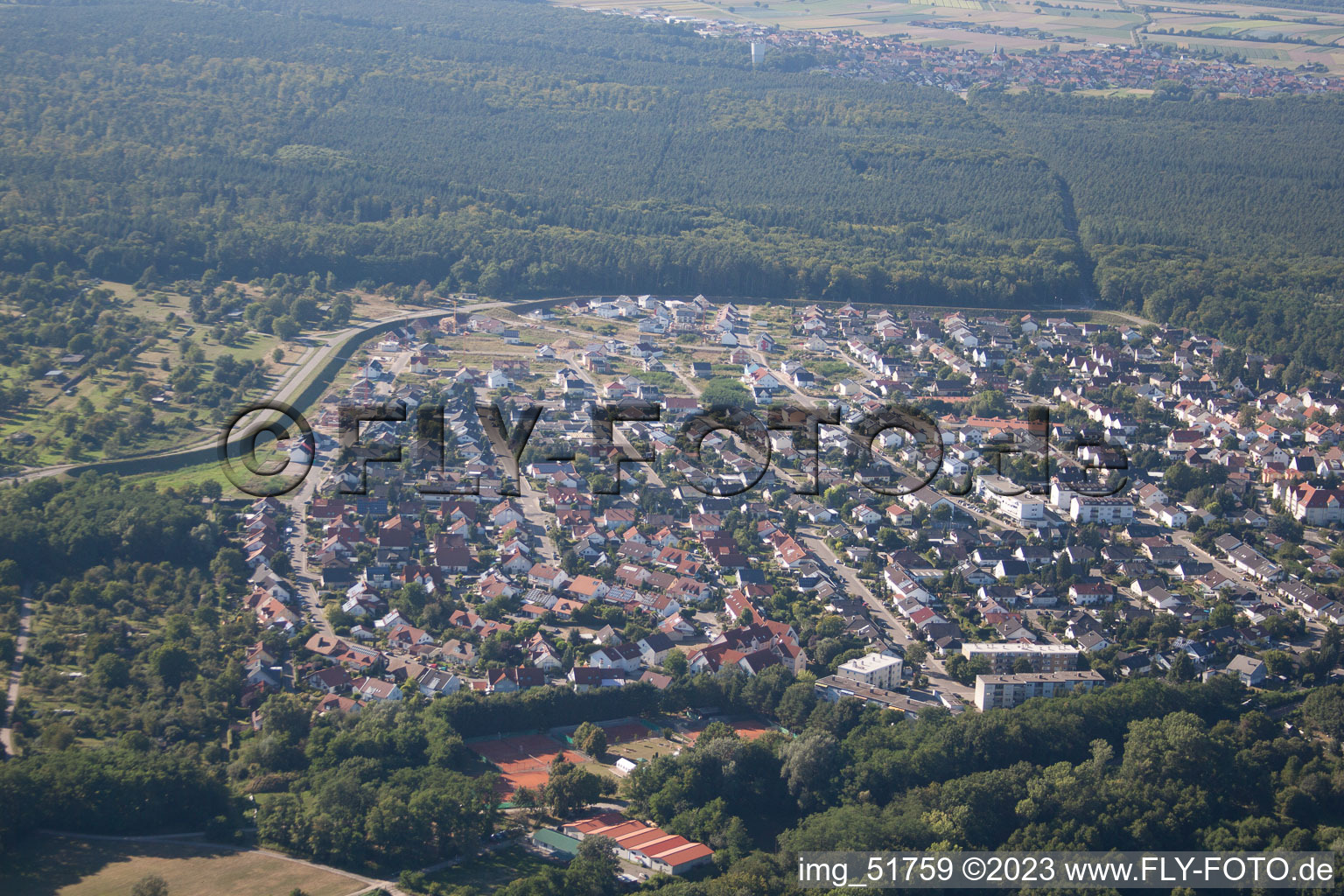 Aerial view of Jockgrim in the state Rhineland-Palatinate, Germany