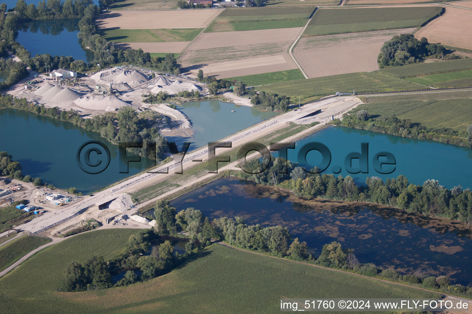 Oblique view of Polder in Neupotz in the state Rhineland-Palatinate, Germany