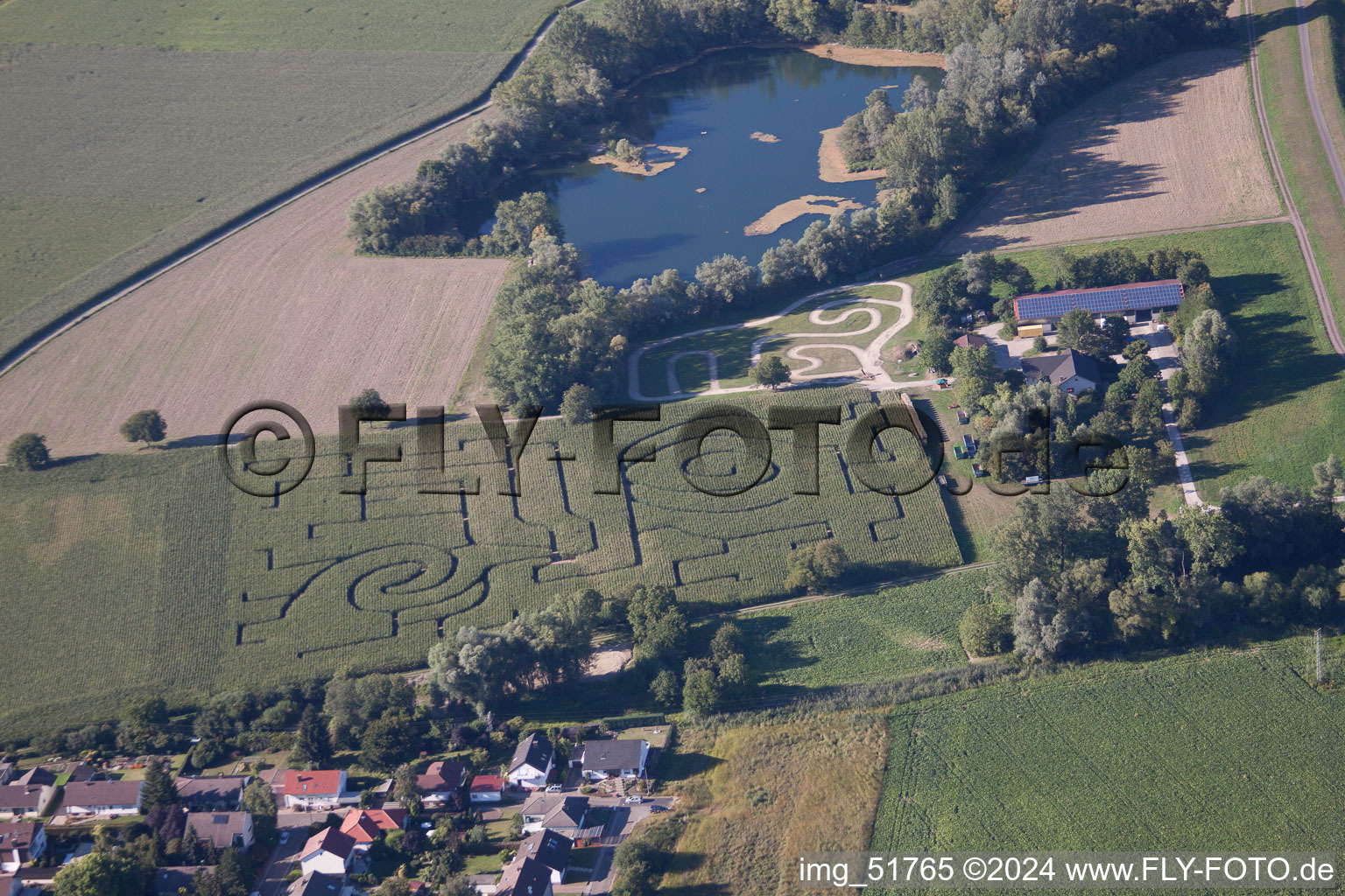 Leimersheim in the state Rhineland-Palatinate, Germany seen from above