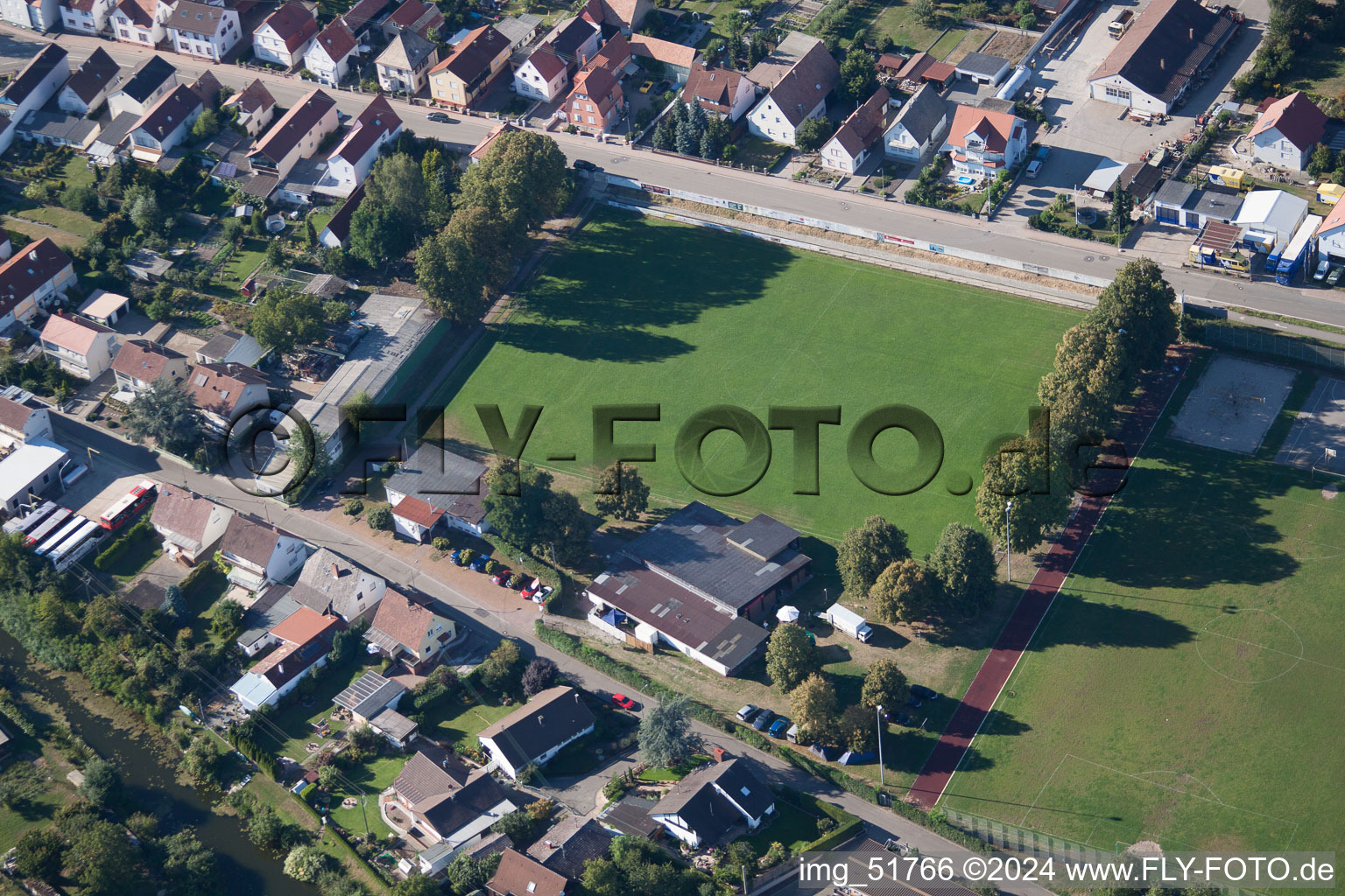 Sports fields in Leimersheim in the state Rhineland-Palatinate, Germany