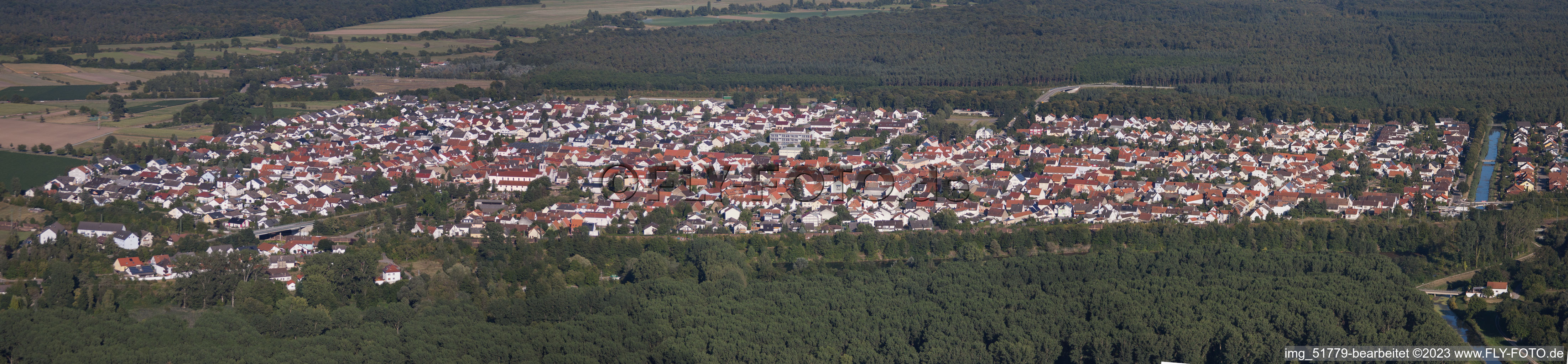 Panorama in the district Neudorf in Graben-Neudorf in the state Baden-Wuerttemberg, Germany