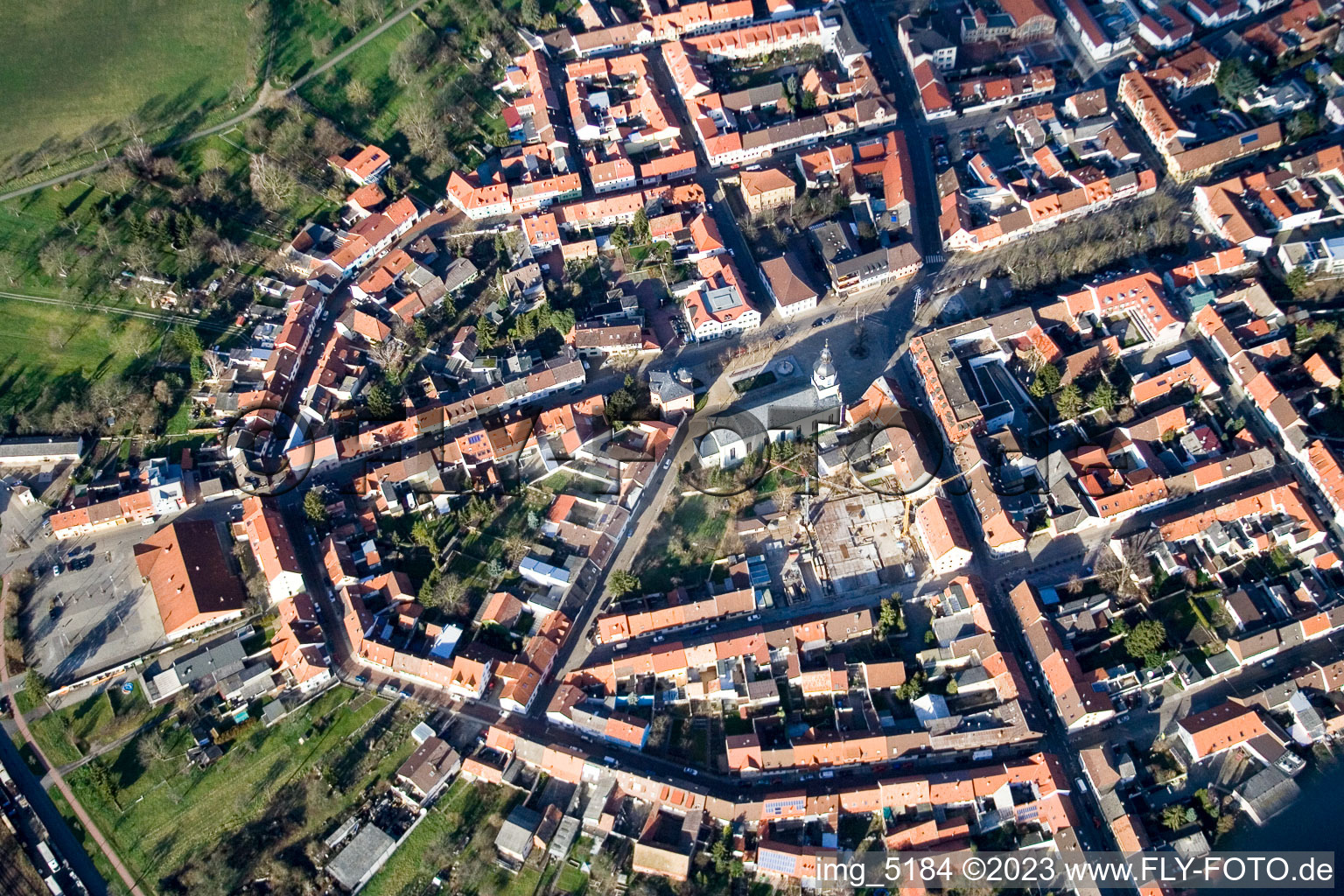 Philippsburg in the state Baden-Wuerttemberg, Germany from above
