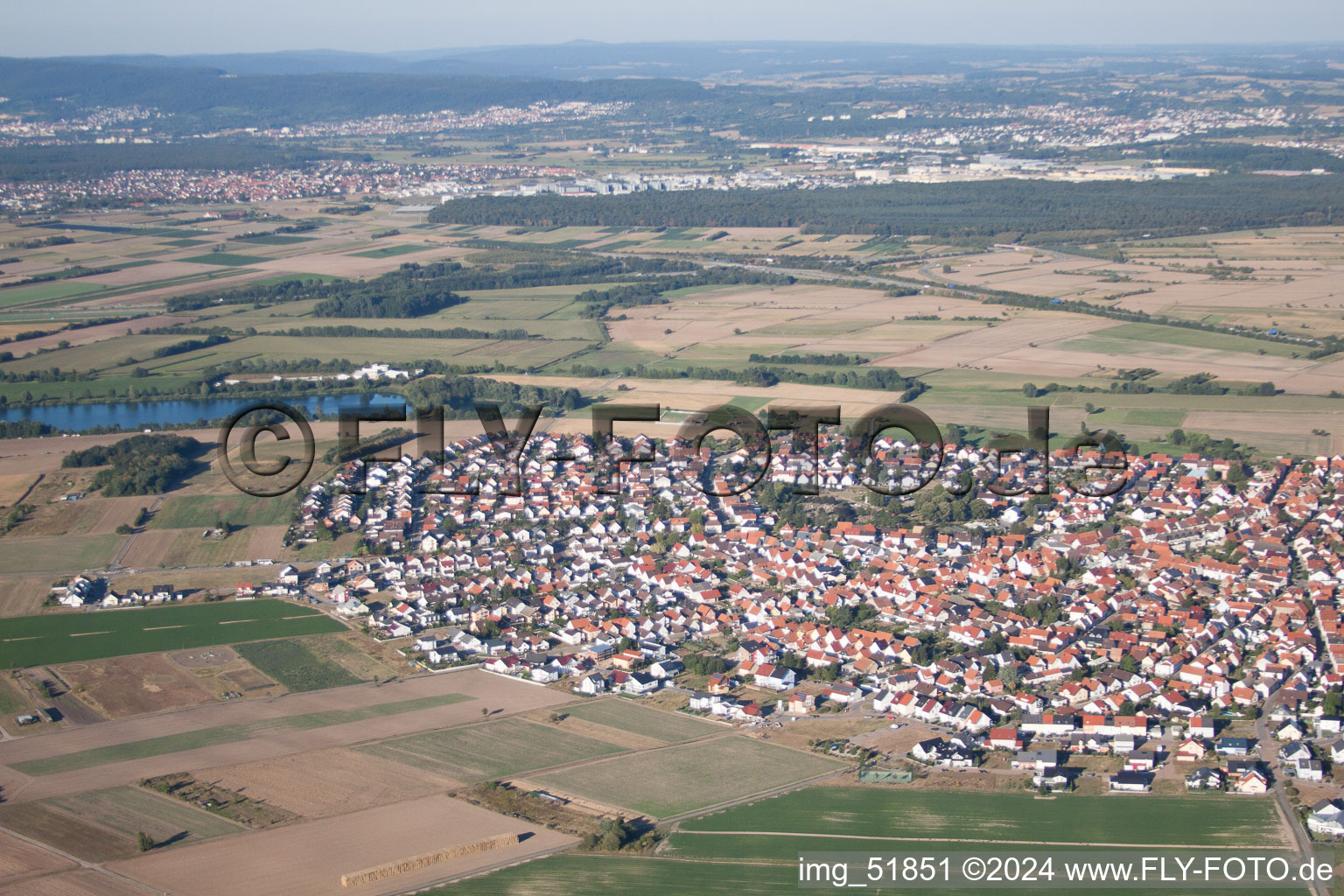 District Sankt Leon in St. Leon-Rot in the state Baden-Wuerttemberg, Germany from the plane