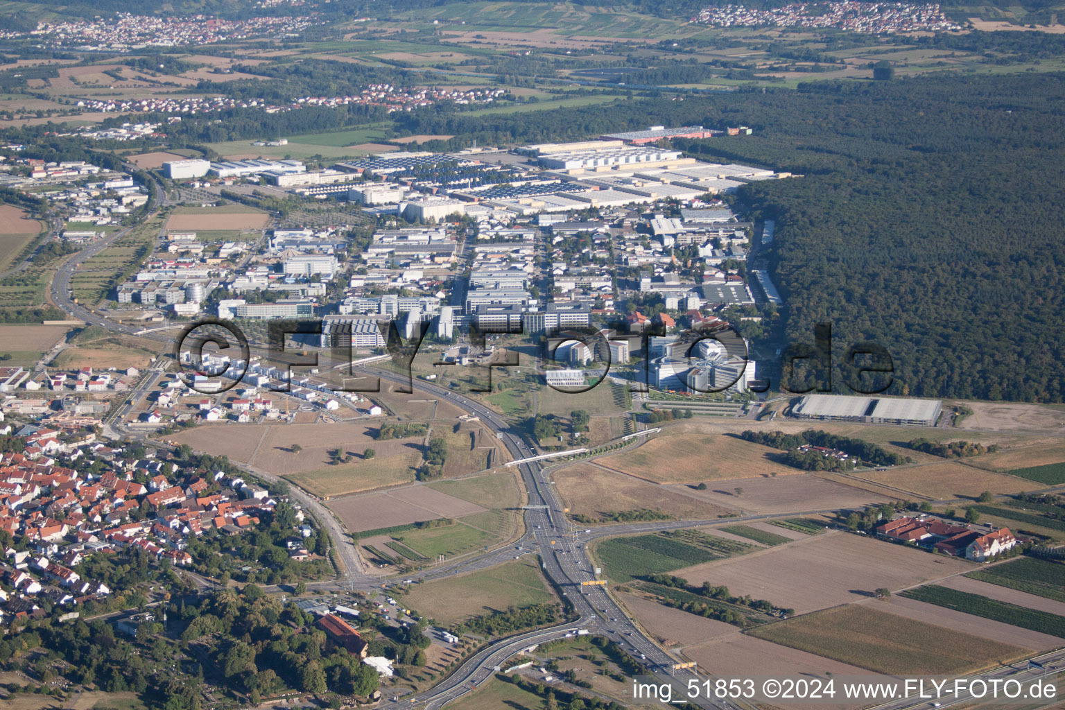 Walldorf in the state Baden-Wuerttemberg, Germany from the drone perspective