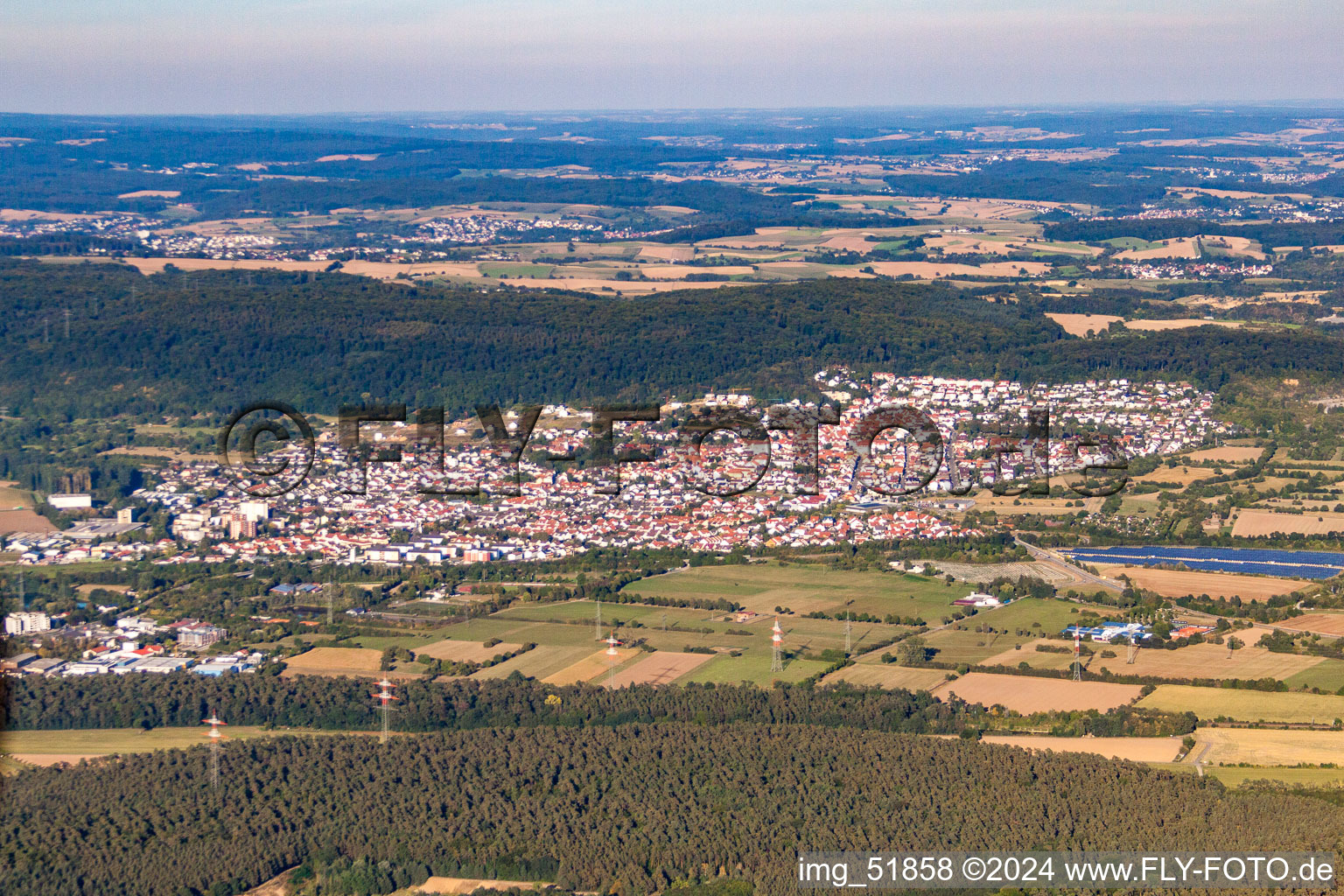 Aerial view of From the west in Nußloch in the state Baden-Wuerttemberg, Germany