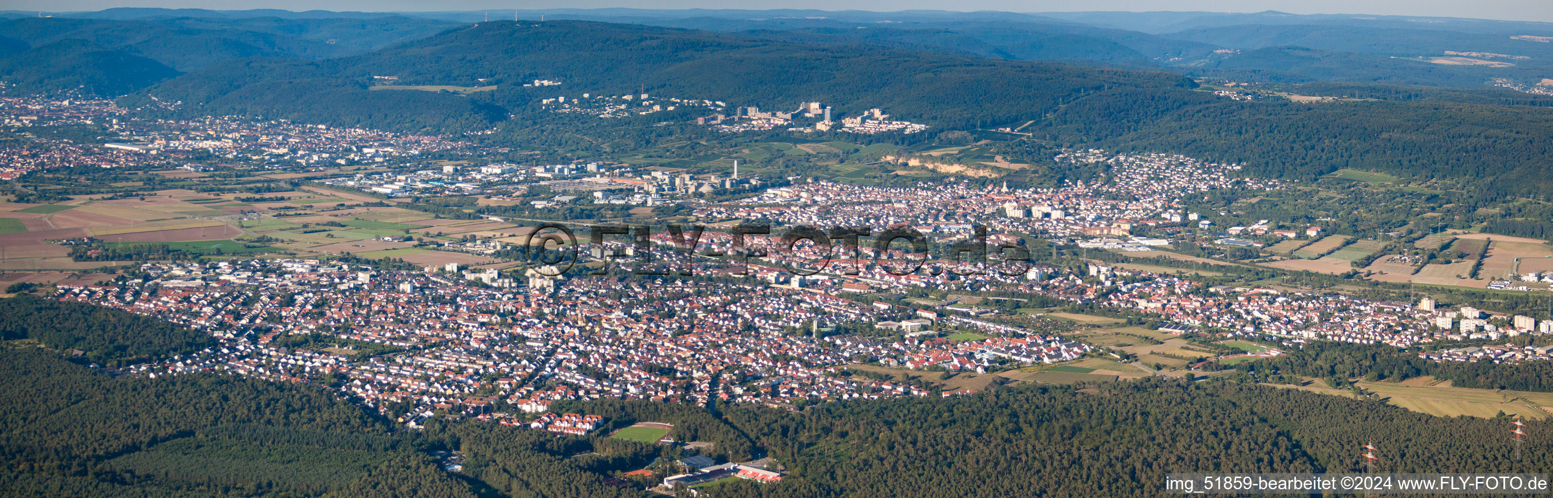 Panorama of Leimen, Sandhausen in Nußloch in the state Baden-Wuerttemberg, Germany