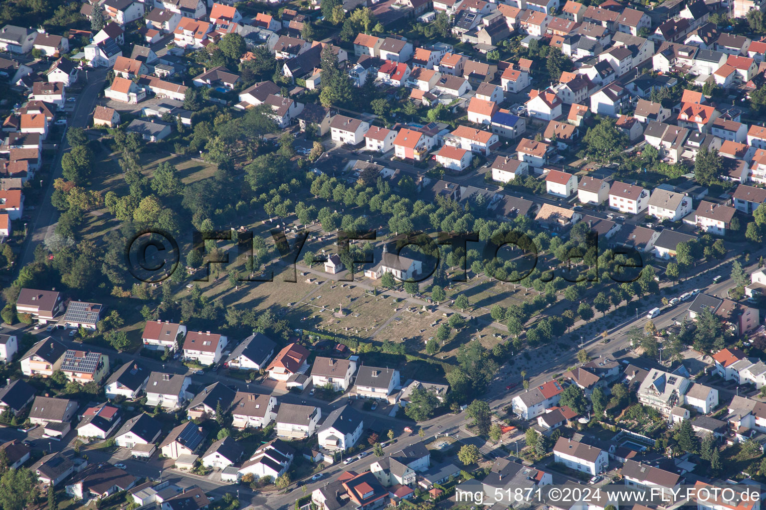 Sandhausen in the state Baden-Wuerttemberg, Germany seen from above