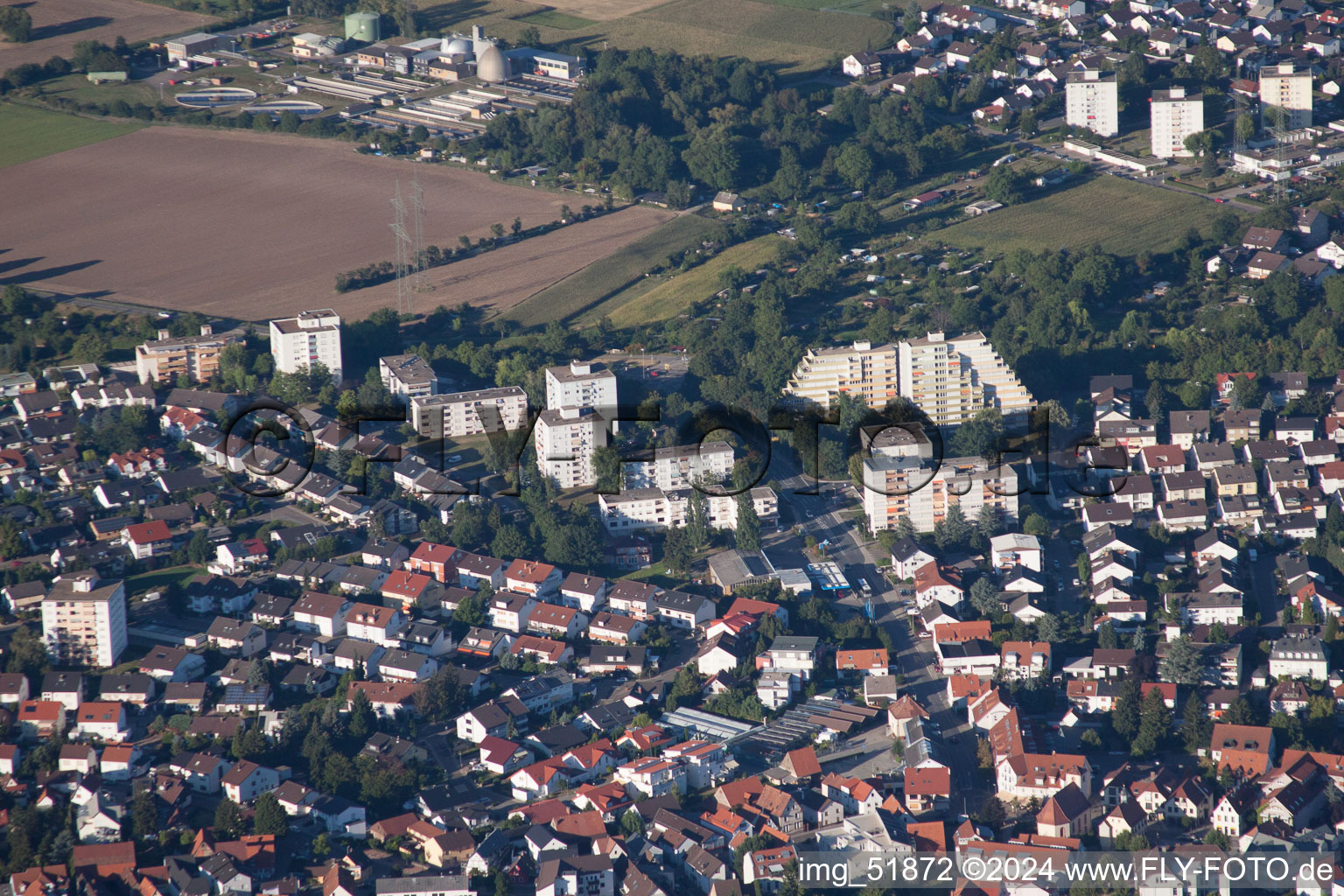 Sandhausen in the state Baden-Wuerttemberg, Germany from the plane