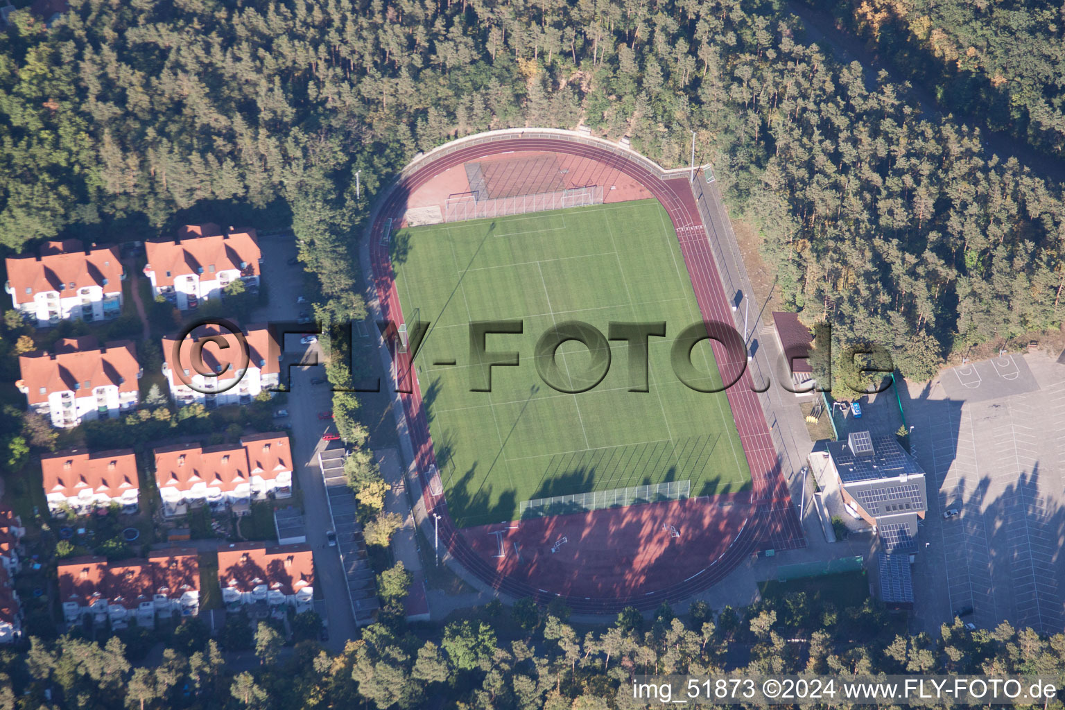 Bird's eye view of Sandhausen in the state Baden-Wuerttemberg, Germany