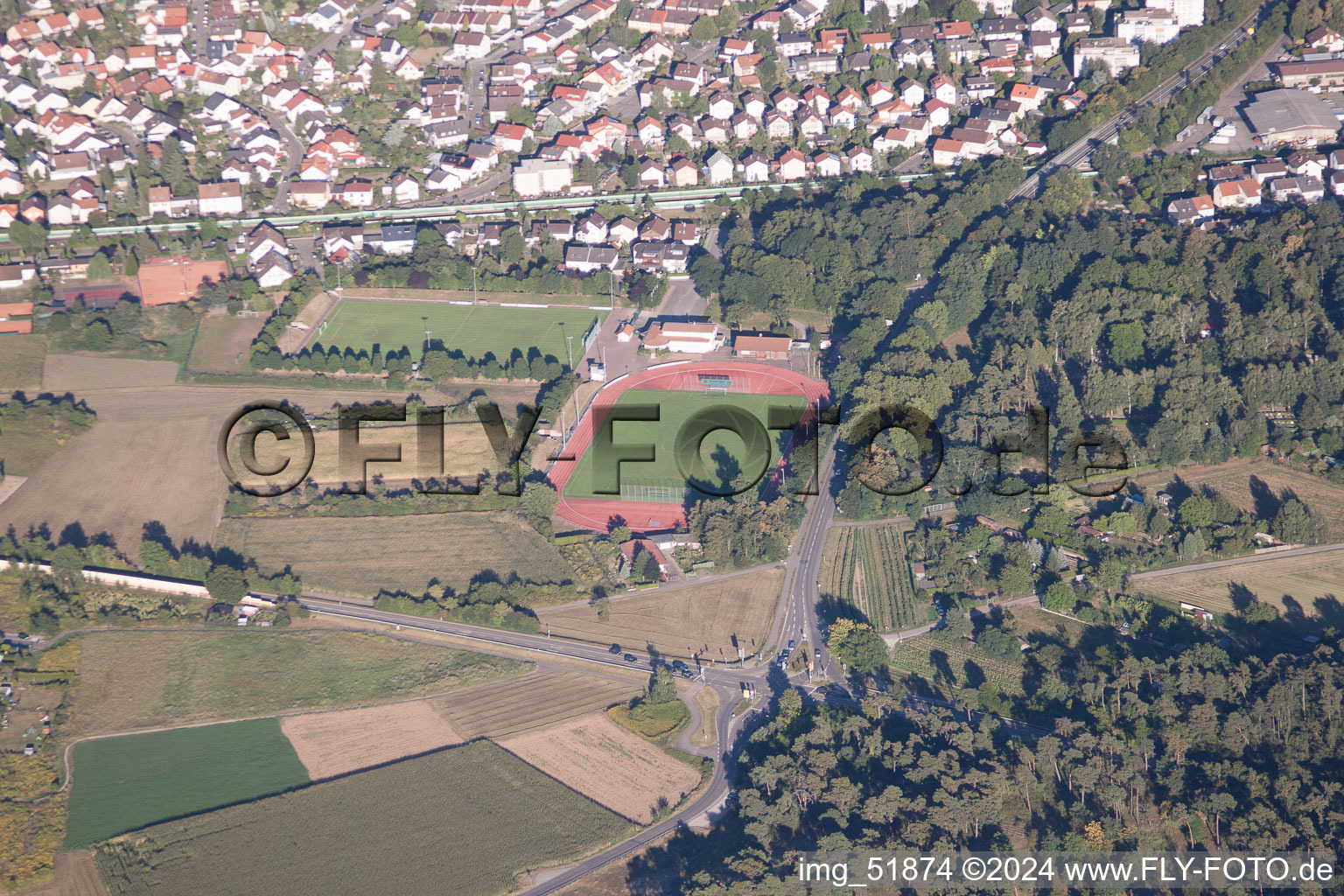 Sandhausen in the state Baden-Wuerttemberg, Germany viewn from the air