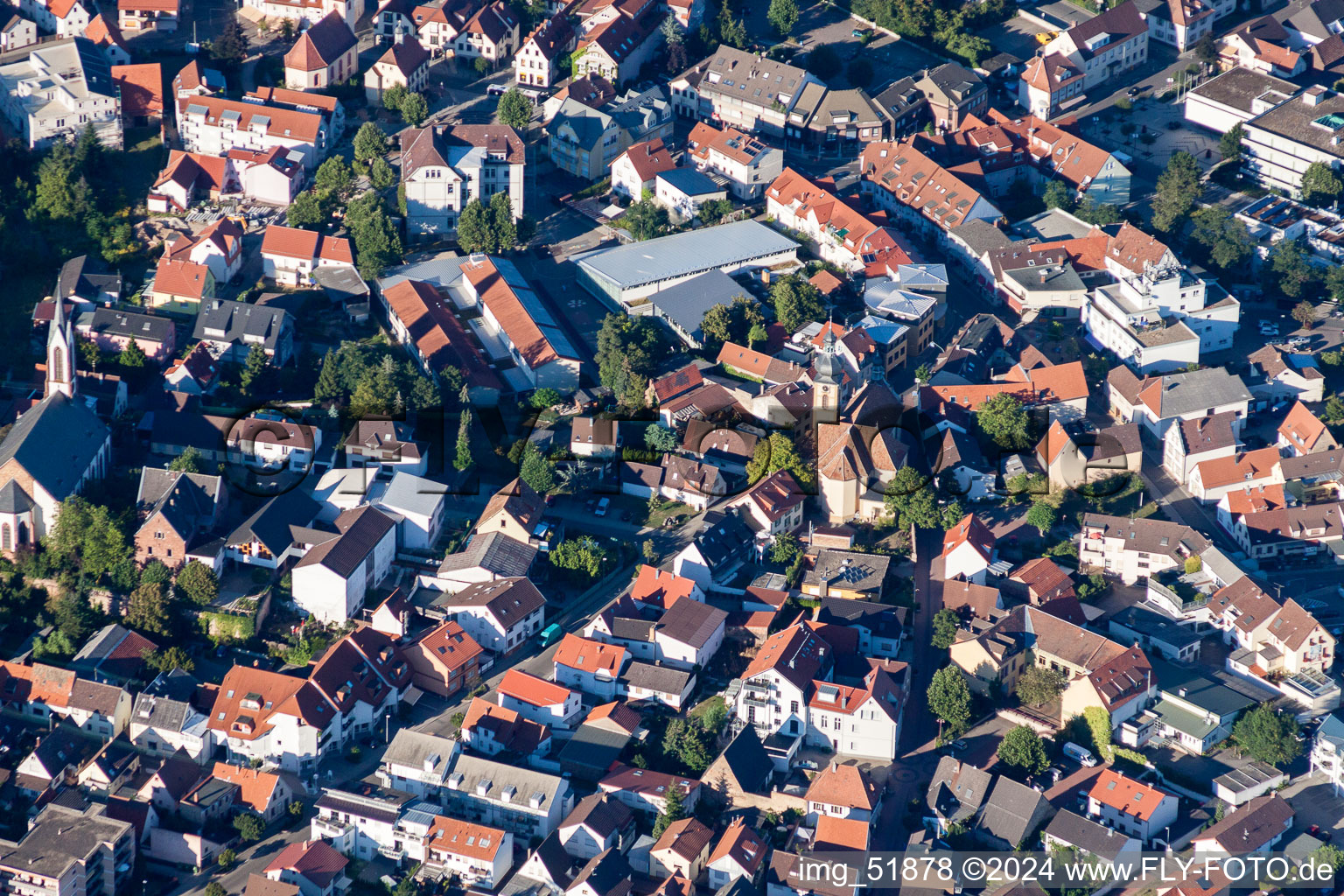 Sandhausen in the state Baden-Wuerttemberg, Germany from the drone perspective