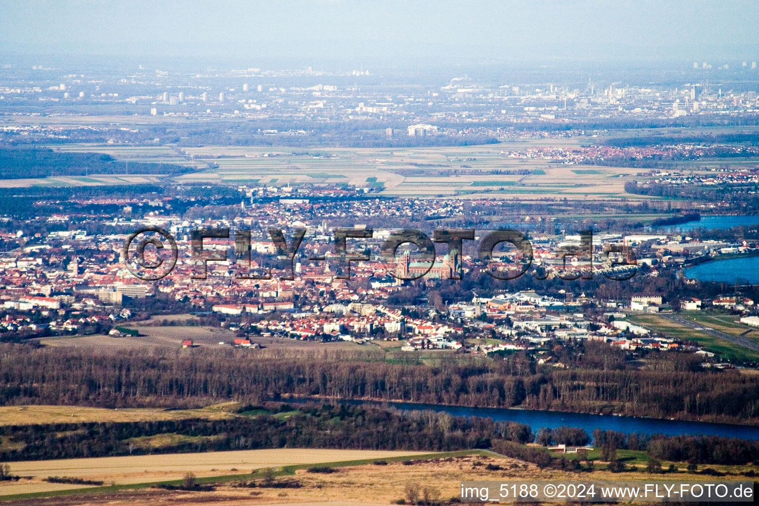 Oblique view of From the southeast in Speyer in the state Rhineland-Palatinate, Germany