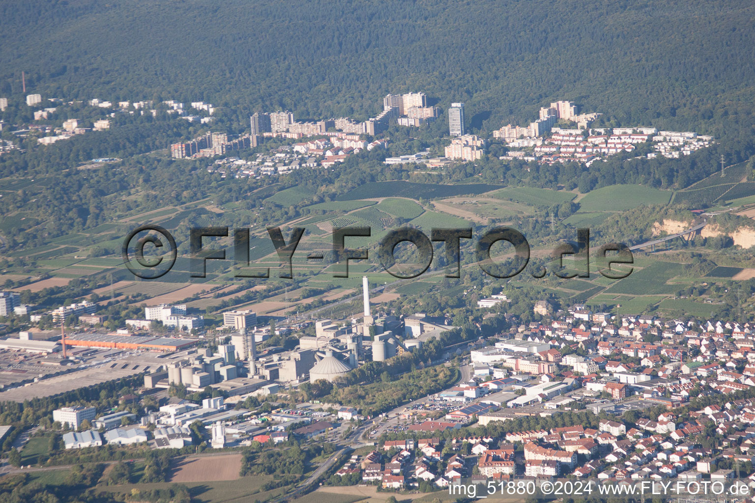 Bird's eye view of Leimen in the state Baden-Wuerttemberg, Germany