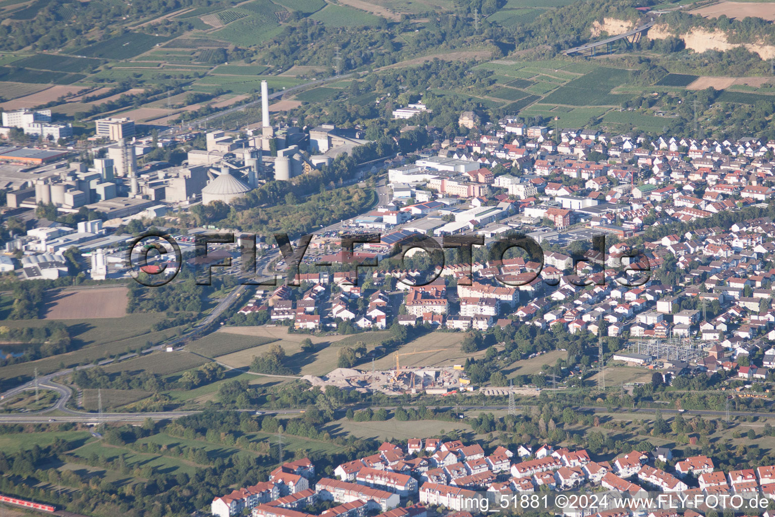 Leimen in the state Baden-Wuerttemberg, Germany viewn from the air