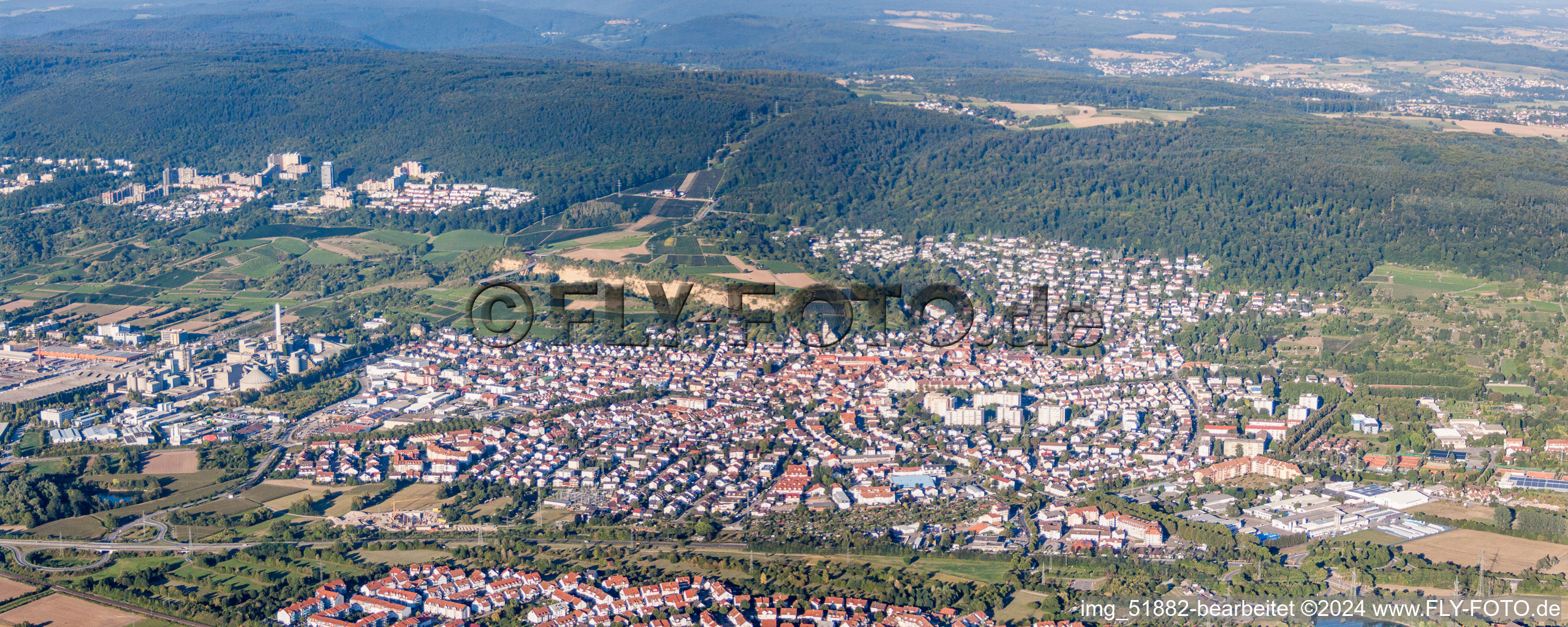 Town View of the streets and houses of the residential areas in Leimen in the state Baden-Wurttemberg, Germany