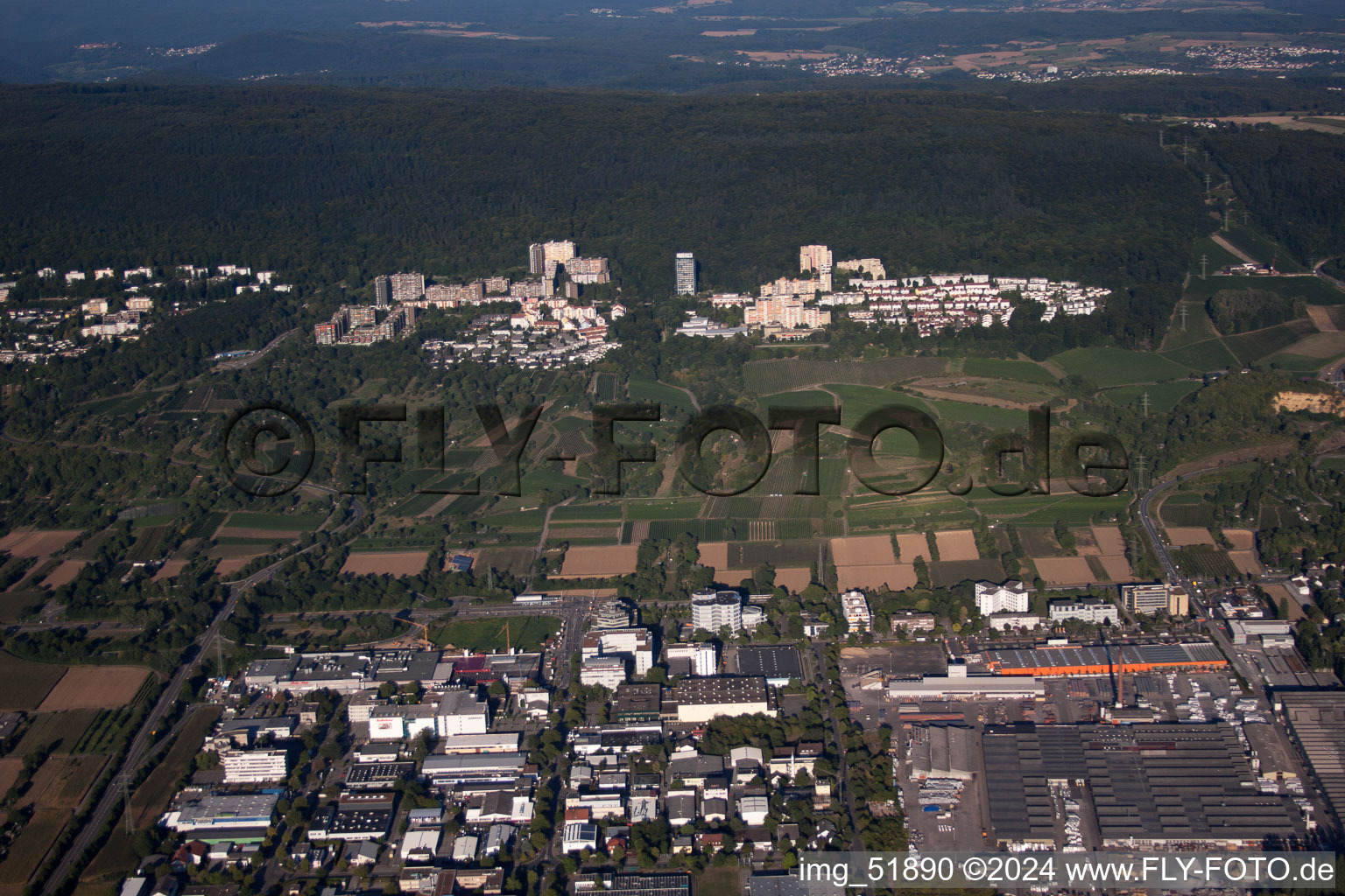 Aerial view of Boxberg/Emmertsgrund in the district Emmertsgrund in Heidelberg in the state Baden-Wuerttemberg, Germany