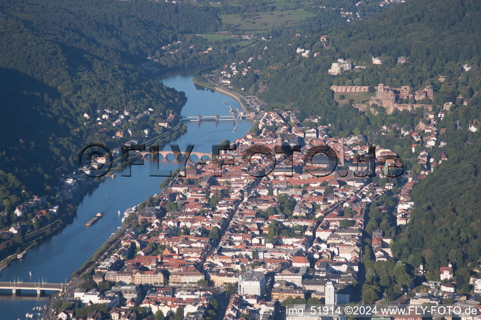 Village on the banks of the area Neckar river course in Heidelberg in the state Baden-Wurttemberg