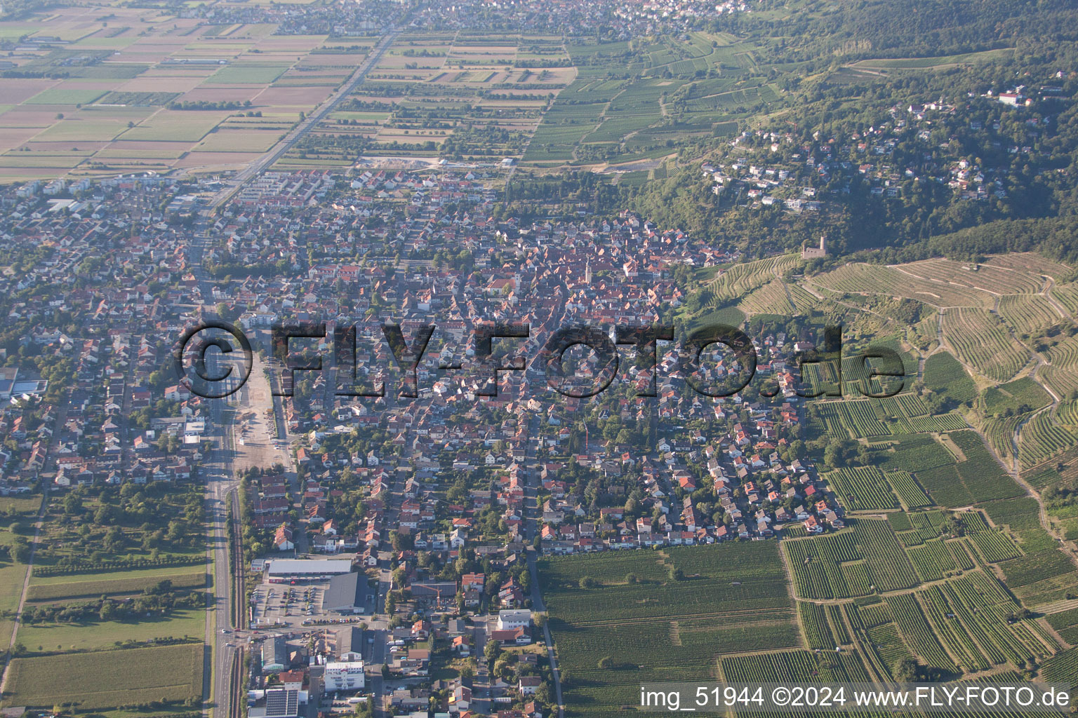 Drone recording of Dossenheim in the state Baden-Wuerttemberg, Germany