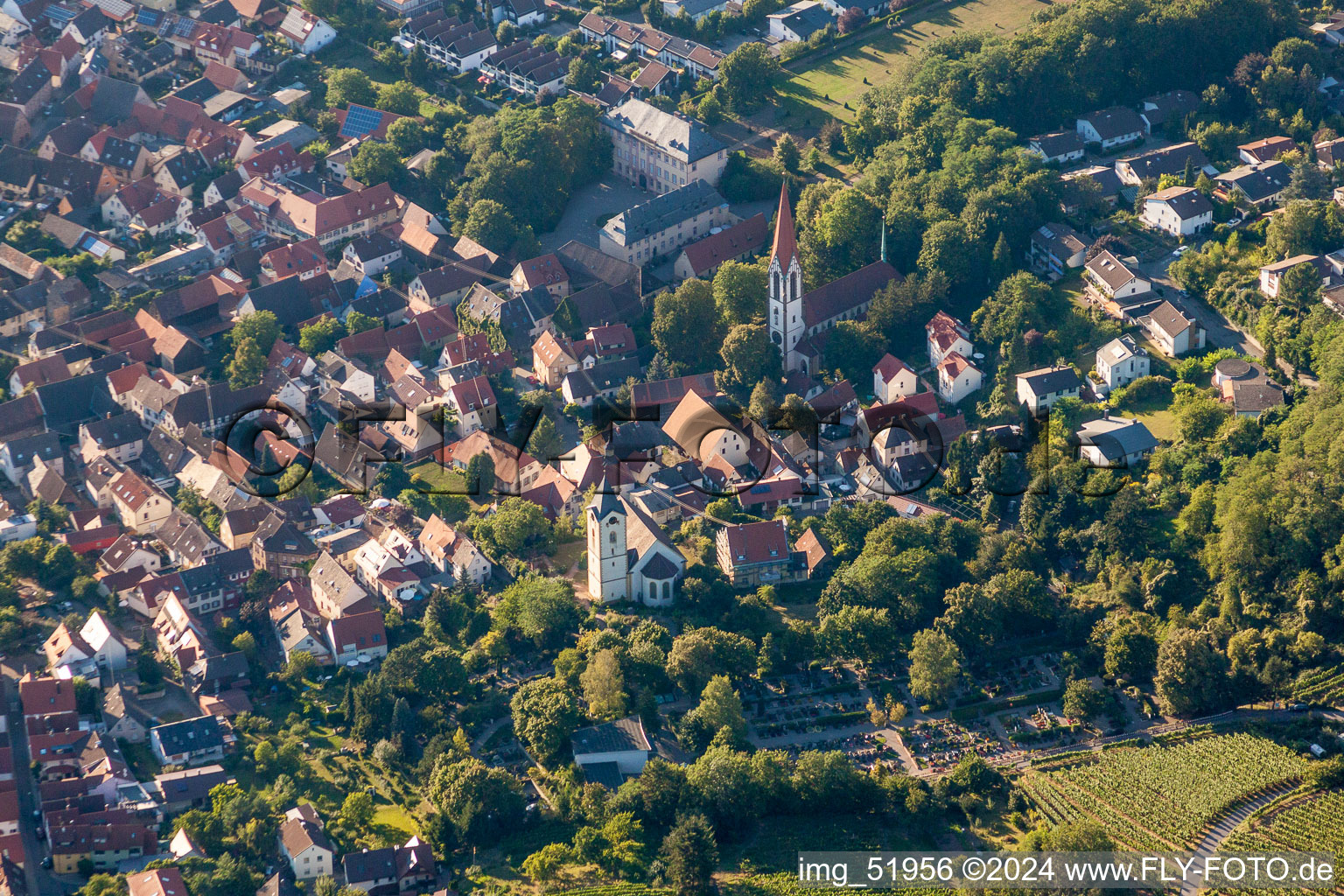 Aerial view of Palace Wiser in the district Leutershausen in Hirschberg an der Bergstrasse in the state Baden-Wurttemberg, Germany