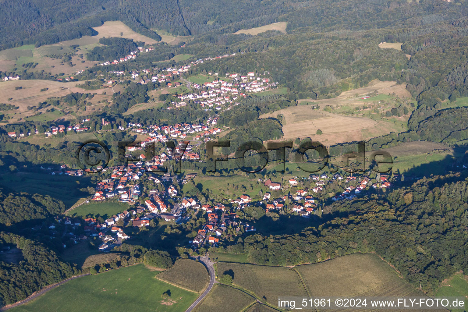 Village view in the district Oberflockenbach in Weinheim in the state Baden-Wuerttemberg, Germany