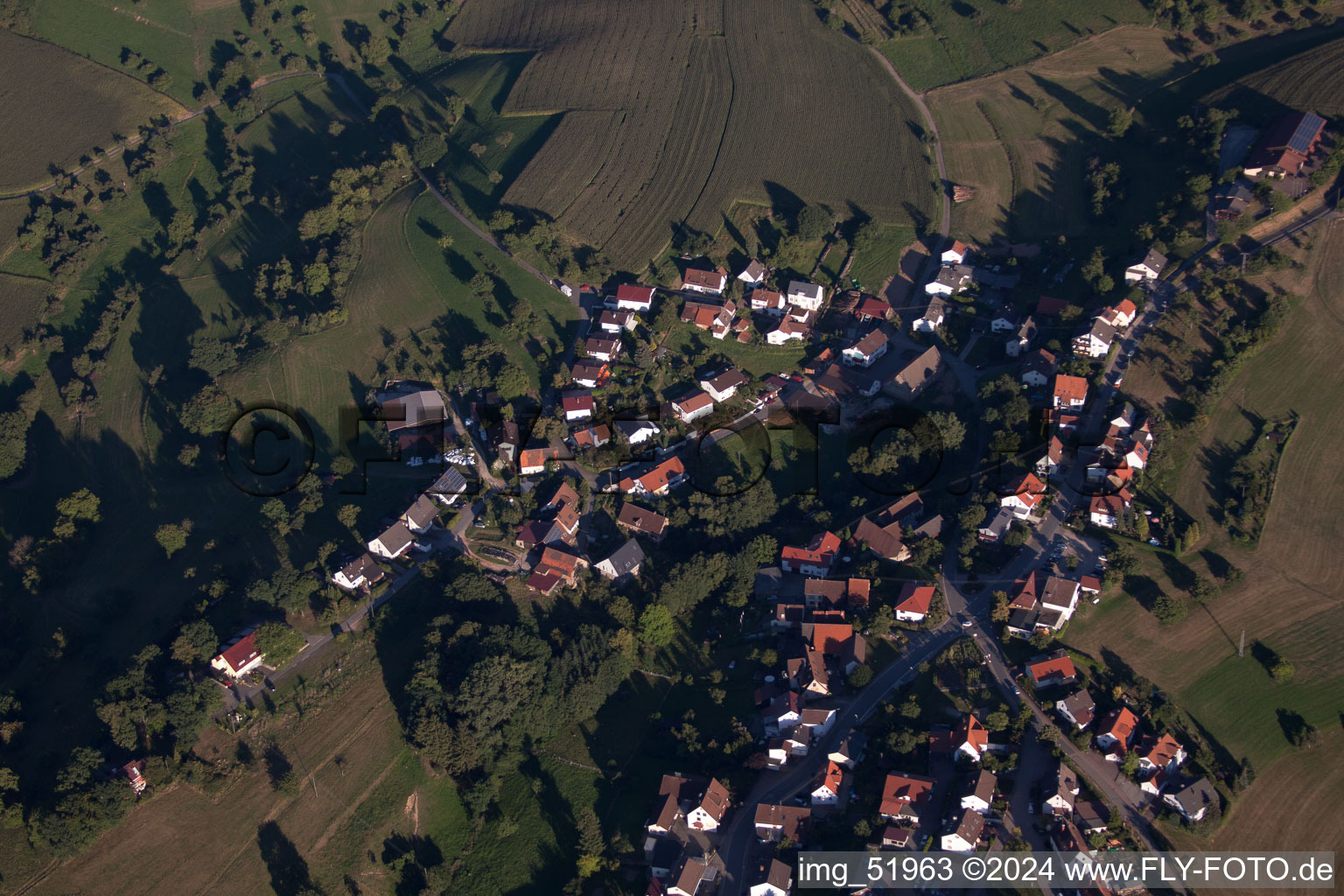 Aerial view of Village view in the district Rittenweier in Weinheim in the state Baden-Wuerttemberg, Germany