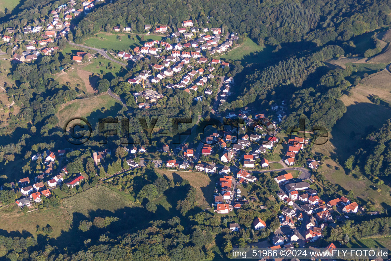 Aerial photograpy of Village view in the district Rittenweier in Weinheim in the state Baden-Wuerttemberg, Germany