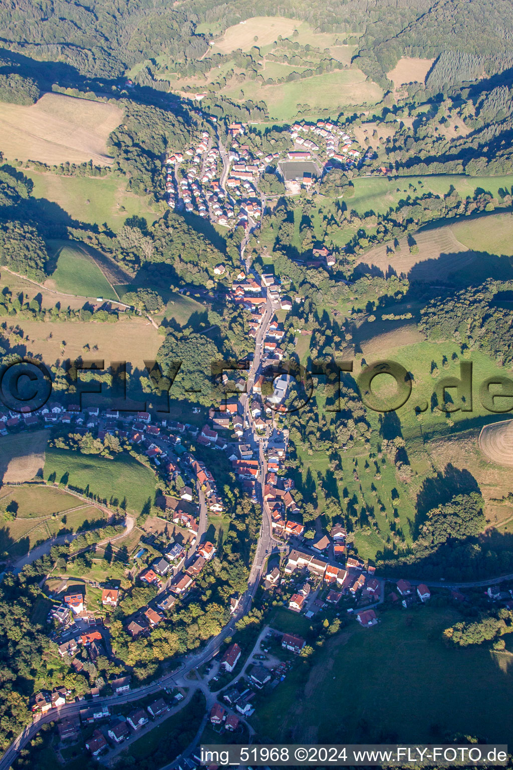 Town View of the streets and houses of the residential areas in Gorxheimertal in the state Hesse, Germany