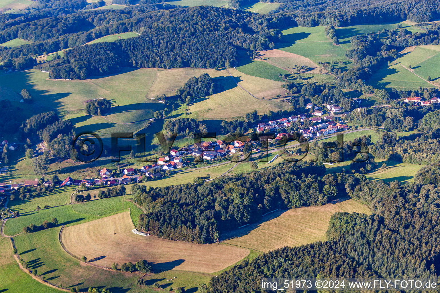 Aerial view of Trösel in the state Hesse, Germany