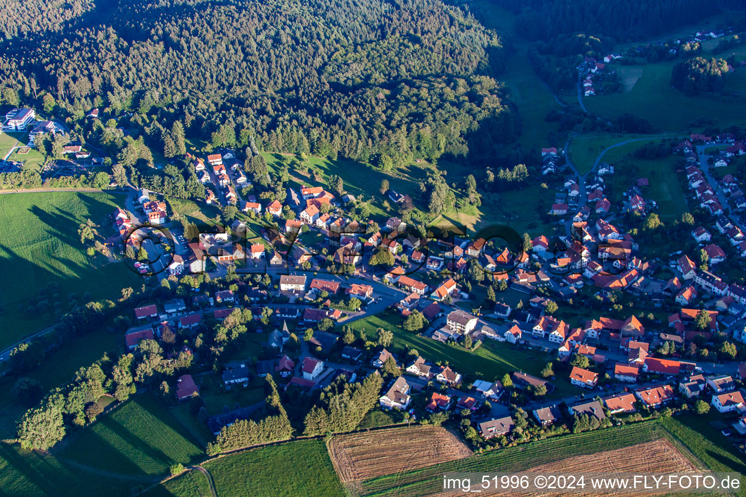 Oblique view of Siedelsbrunn in the state Hesse, Germany